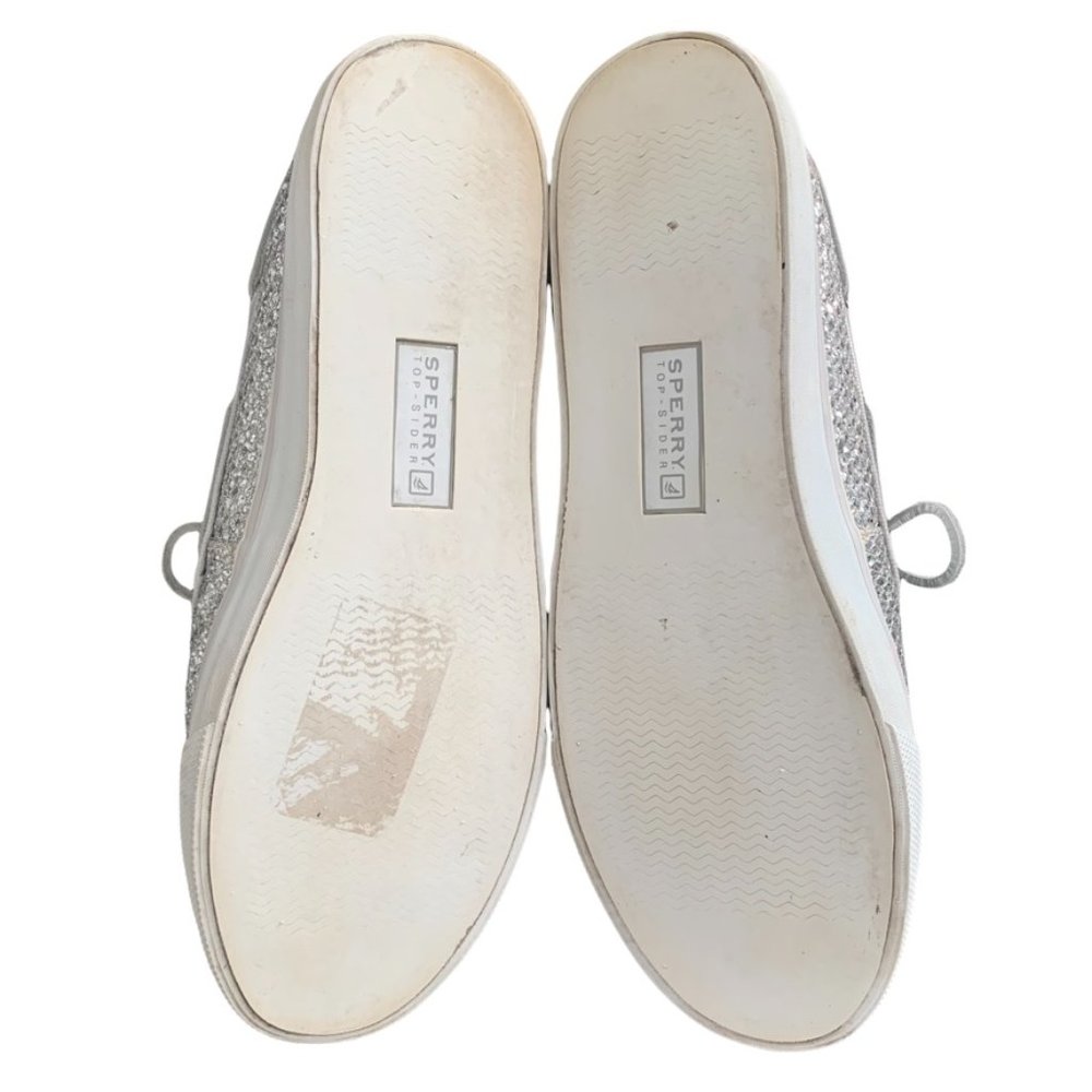 Sperry Topsider Bahama Metallic SILVER SPARKLE Boat Shoes 8.5 - Picture 6 of 6